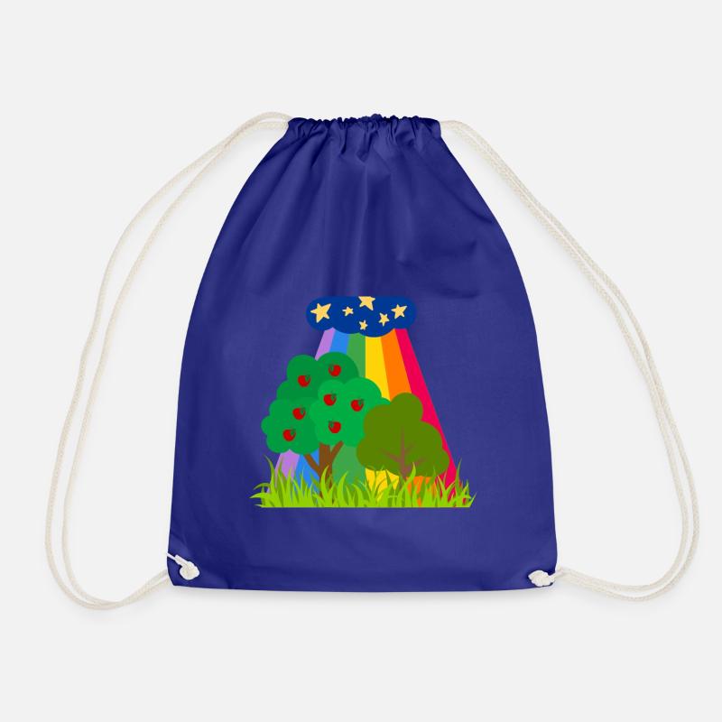 Clouds and Rainbow Trees - Drawstring Bag - royal blue