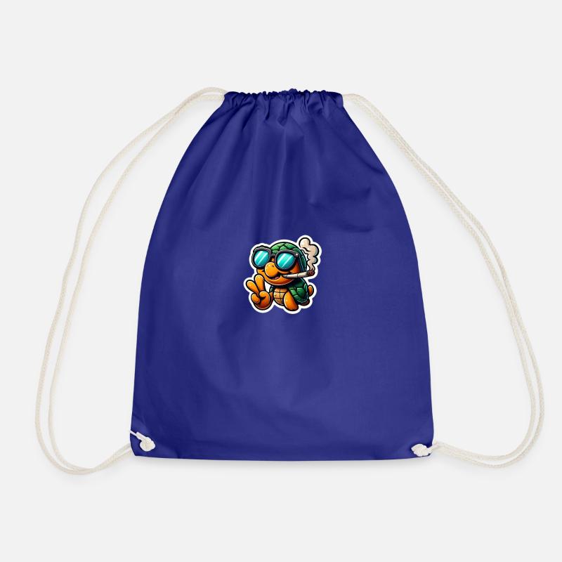 Cool turtle with sunglasses - Drawstring Bag - royal blue