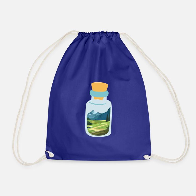 Message in a bottle with mountains - Drawstring Bag - royal blue