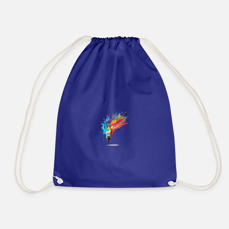 Colorful Paintbrush Design - Drawstring Bag - royal blue