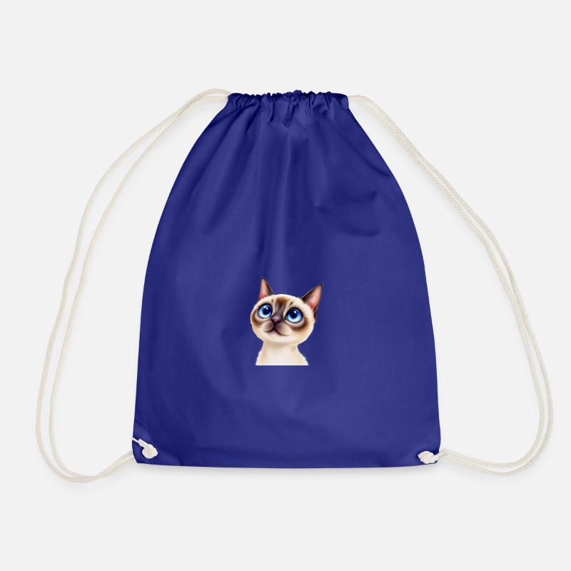 siam cat - Drawstring Bag - royal blue