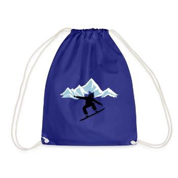 Snowboarders and mountains with snow - Drawstring Bag - royal blue - Front