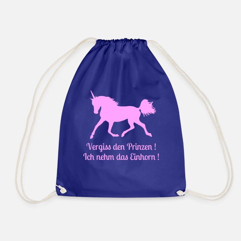 Vergiss den Prinzen, Ich nehm das Einhorn, Spruch - Turnbeutel - Königsblau