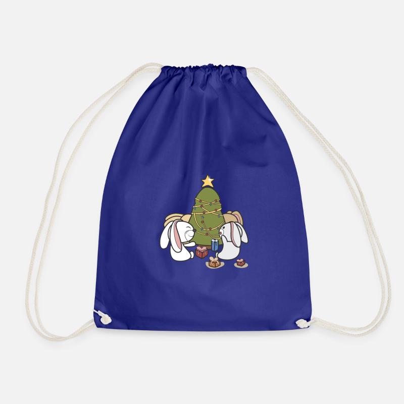 Christmas Rabbit - Drawstring Bag - royal blue
