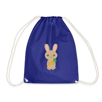 Easter Bunny with Carrot - Drawstring Bag - royal blue - Front