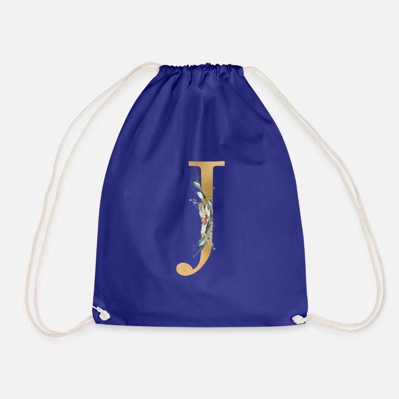 Personalisierbar Monogramm J - Turnbeutel - Königsblau