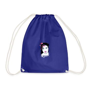Woman, Green Eyes,Butterflies, Face,Painting - Drawstring Bag - royal blue - Front