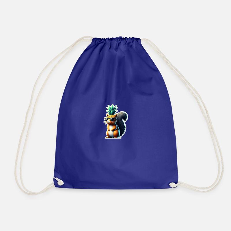 Cool squirrel with pineapple mask - Drawstring Bag - royal blue