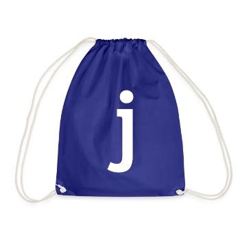 Buchstabe j "j" weiß - Turnbeutel - Königsblau - Vorne