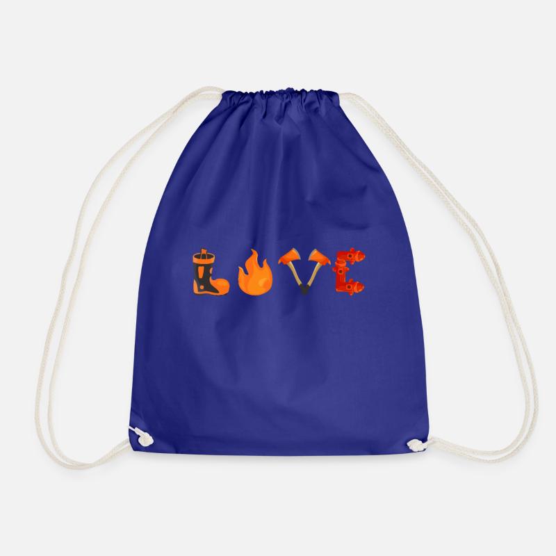LOVE Firefighter - Drawstring Bag - royal blue