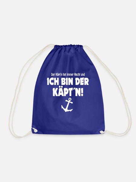 Der Käptn hat immer Recht ich bin der Käpt´n Anker - Turnbeutel - Königsblau