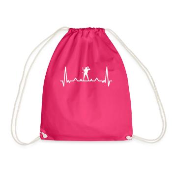 Heartbeat Hoop Hooping Ring Hooper - Drawstring Bag - fuchsia - Front