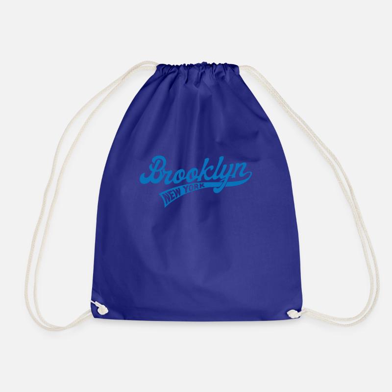 Hometown Brooklyn, Baseball Script - Drawstring Bag - royal blue
