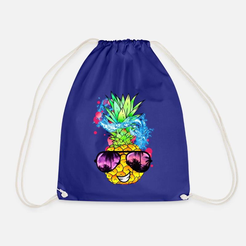 spritzige Ananas Frucht mit Gesicht - Turnbeutel - Königsblau