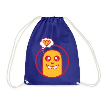 Cute Comic Figurine (Diamond, Circle) - Drawstring Bag - royal blue - Front
