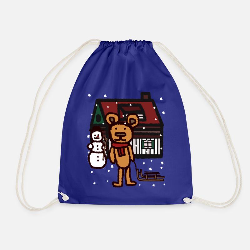 Teddy Schneefall Weihnachtsgeschenk Schlitten Kind - Turnbeutel - Königsblau