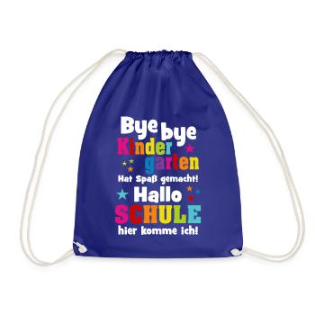 Kindergarten Einschulung Schulkind Schule Geschenk - Turnbeutel - Königsblau - Vorne
