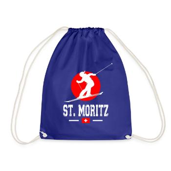 Skigebiet St. Moritz Skifahren in den Schweizer Alpen Souvenir - Turnbeutel - Königsblau - Vorne