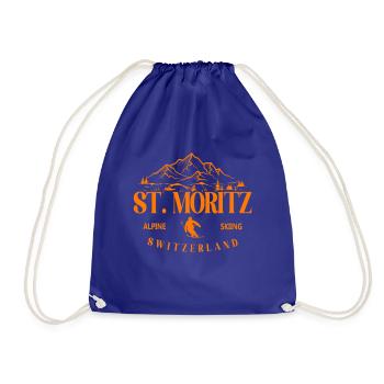 Skigebiet St. Moritz Skifahren in den Schweizer Alpen Souvenir - Turnbeutel - Königsblau - Vorne