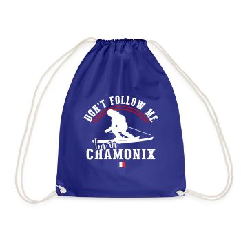 Chamonix Ski Resort French Alps Skiing Souvenir - Drawstring Bag - royal blue - Front