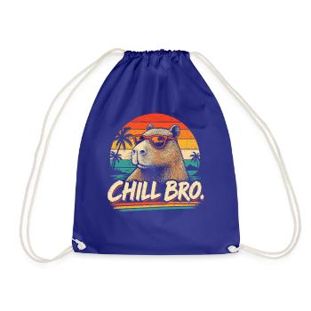 CHILL BRO – Lustiges Capybara mit Sonnenbrille - Turnbeutel - Königsblau - Vorne