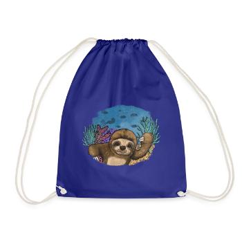 Scuba Diving Sloth Lazy Animal Diving I Gift - Drawstring Bag - royal blue - Front