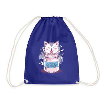 Cat antidepressant - Drawstring Bag - royal blue - Front