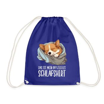Offizielles Schlafshirt Corgi Pyjama Oberteil - Turnbeutel - Königsblau - Vorne