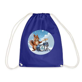 Squirrel plays drums in the snow - Drawstring Bag - royal blue - Front