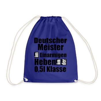 Deutscher Meister Heben 0 5l Klasse Statement Bier - Turnbeutel - Königsblau - Vorne