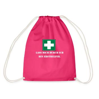 Lass mich durch ich bin Ersthelfer (weiß) - Turnbeutel - Fuchsia - Hinten