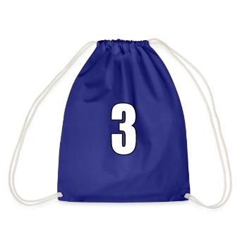 No. 3 Number Three - Back Number Football Sport - Drawstring Bag - royal blue - Back