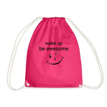 Yoga Shirt, Motivation, lächeln, wake up - Turnbeutel - Fuchsia - Vorne