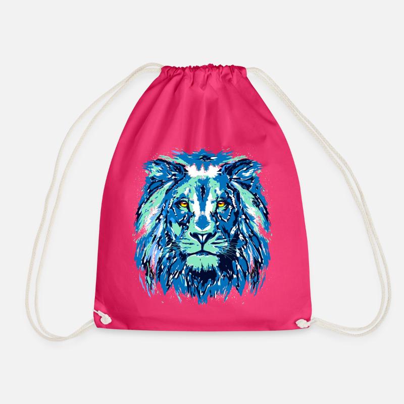 Blauer Löwe - Löwenkopf - Sternzeichen Löwe - Turnbeutel - Fuchsia