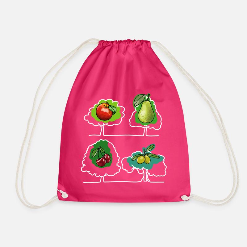 Apple, Pear, Cherry - Drawstring Bag - fuchsia