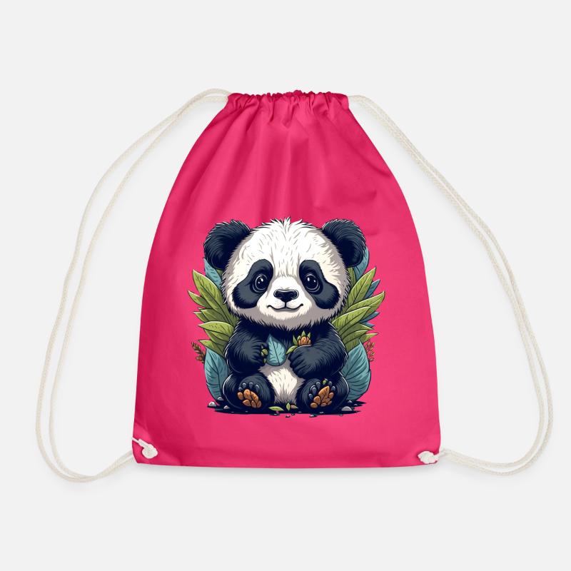 Le panda dans la forêt de feuilles - Sac de sport léger - fuchsia