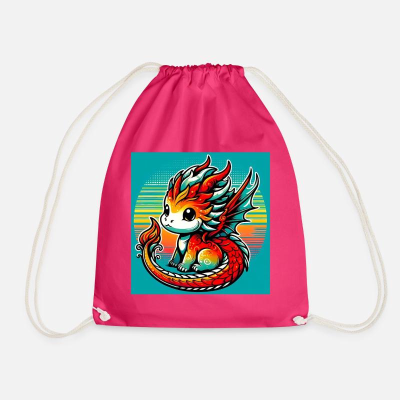 Drache - Turnbeutel - Fuchsia