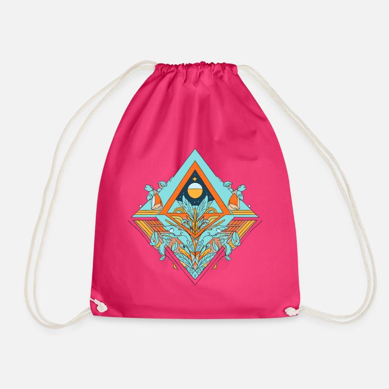 Celestial Dreamscape Geometric Design - Drawstring Bag - fuchsia