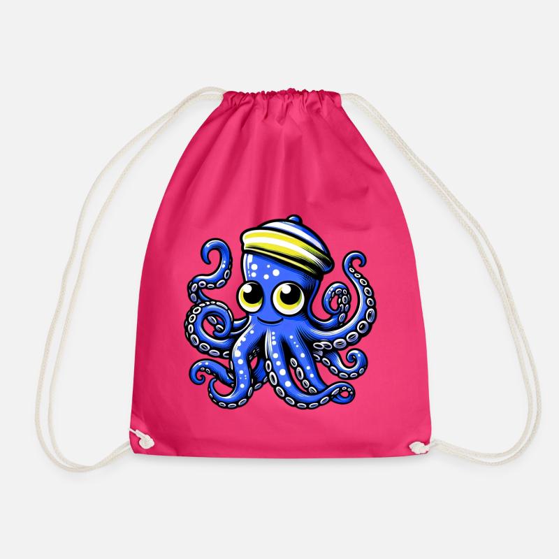 Krake - Turnbeutel - Fuchsia