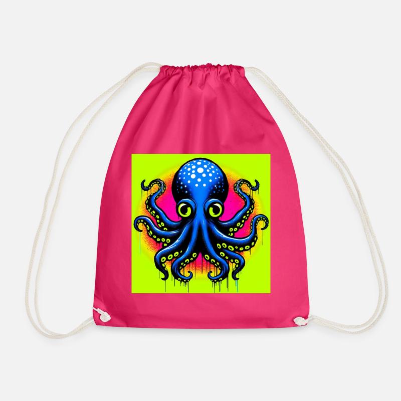 Krake - Turnbeutel - Fuchsia