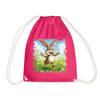 Lapin joyeux dans la prairie printanière - Sac de sport léger - fuchsia - Devant
