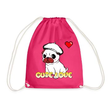 Süßer Liebes-Mops - Turnbeutel - Fuchsia - Vorne