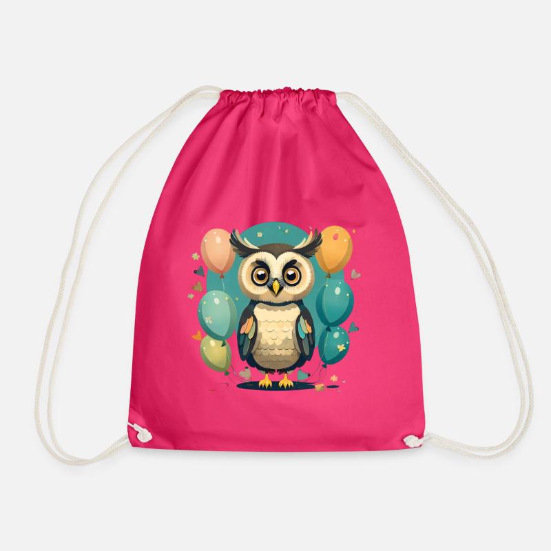 Eule - Turnbeutel - Fuchsia