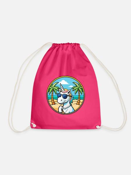 Coole Unicorn Beach Holiday Sommer-Vibes - Turnbeutel - Fuchsia