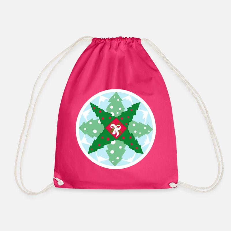 Christmas Pattern - Drawstring Bag - fuchsia