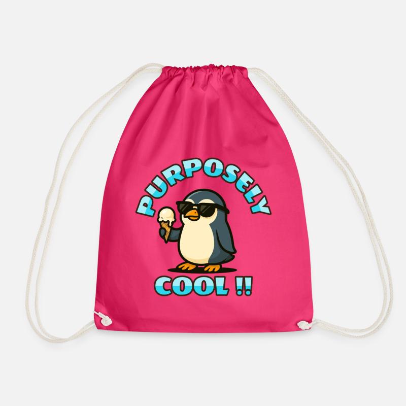 Cooler Pinguin mit Eis - Turnbeutel - Fuchsia