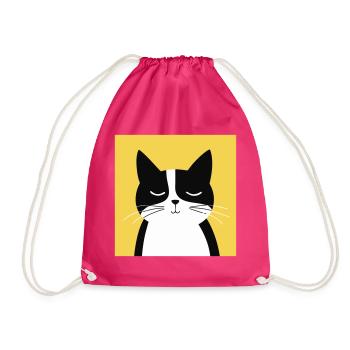 Chat noir et blanc minimaliste - Sac de sport léger - fuchsia - Devant
