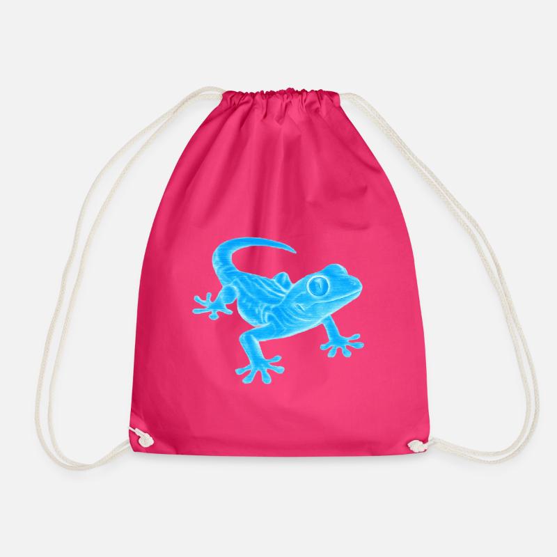 Blue Gecko Silhouette Pattern - Drawstring Bag - fuchsia
