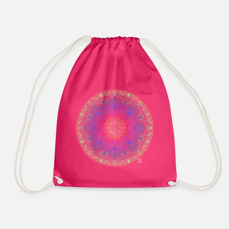 Rainbow Mandala Fusion - Drawstring Bag - fuchsia