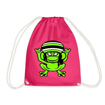 Frog Reggae Music Rasta Hair Hat Jamaica Fun - Drawstring Bag - fuchsia - Front